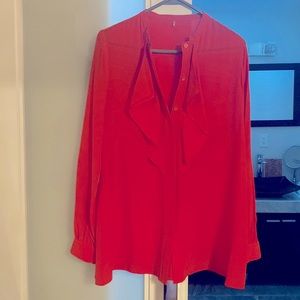 NWOT Emilio Pucci coral silk blouse.